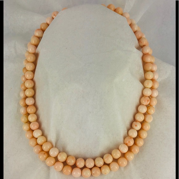 Vintage Jewelry - Vintage angel skin coral beads 8mm on hank 16in.